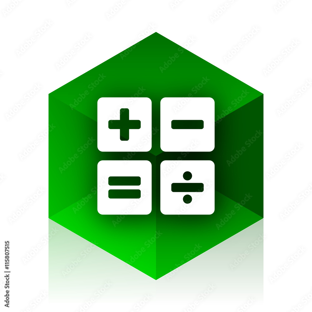 Poster calculator cube icon, green modern design web element