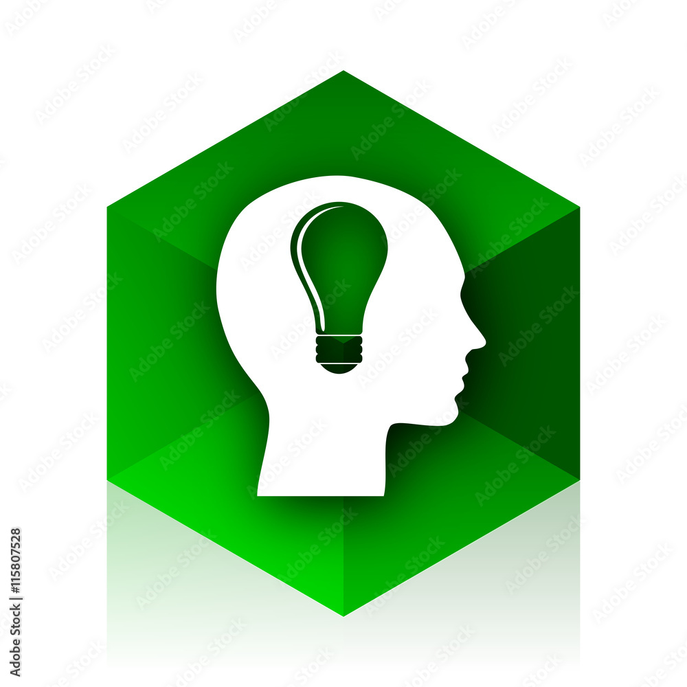 Poster head cube icon, green modern design web element