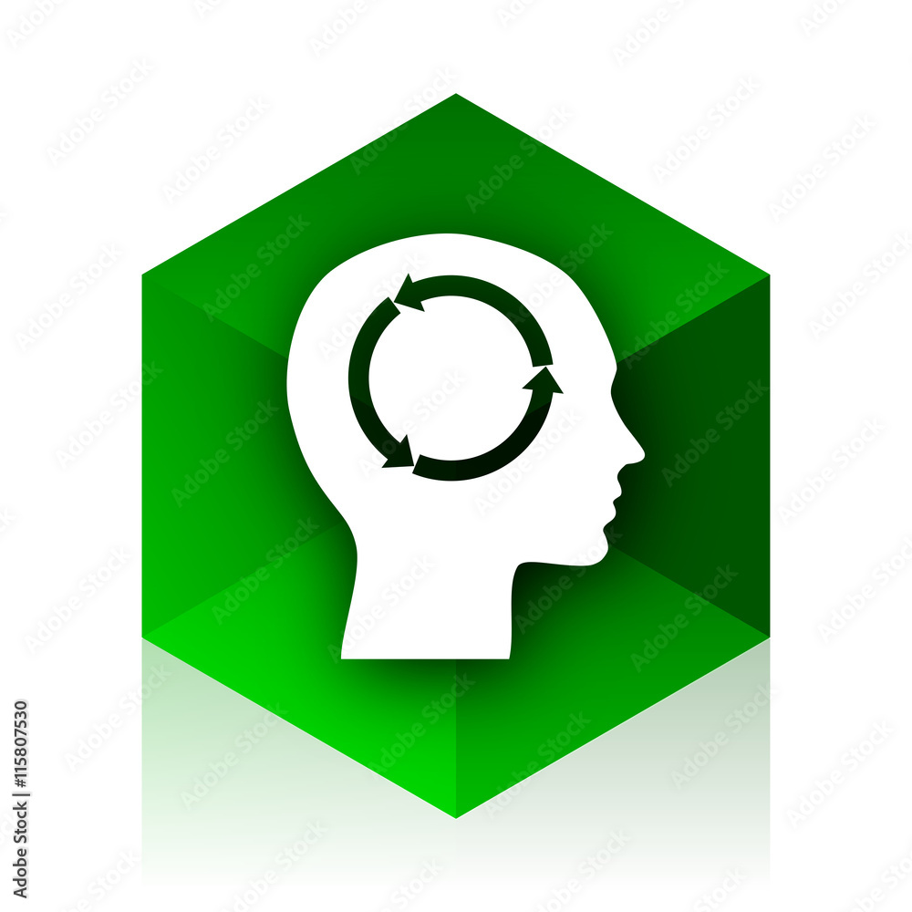 Poster head cube icon, green modern design web element