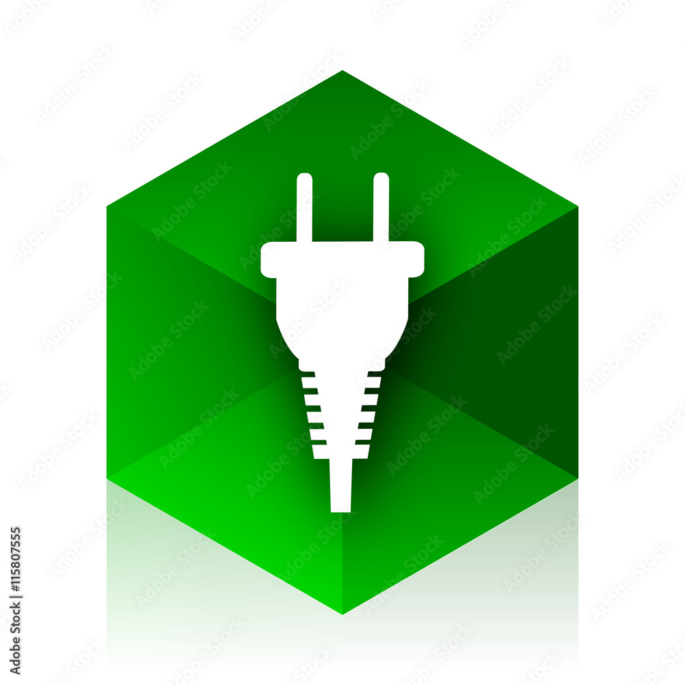 Poster plug cube icon, green modern design web element
