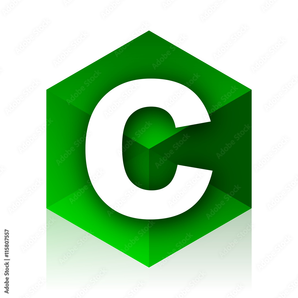 Poster copyright cube icon, green modern design web element