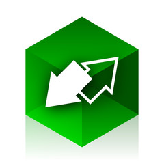 exchange cube icon, green modern design web element