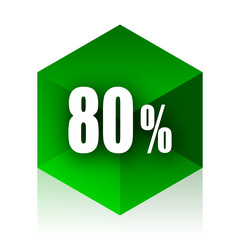 80 percent cube icon, green modern design web element