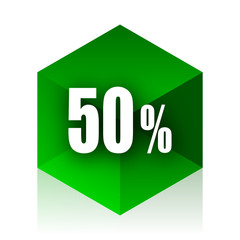 50 percent cube icon, green modern design web element