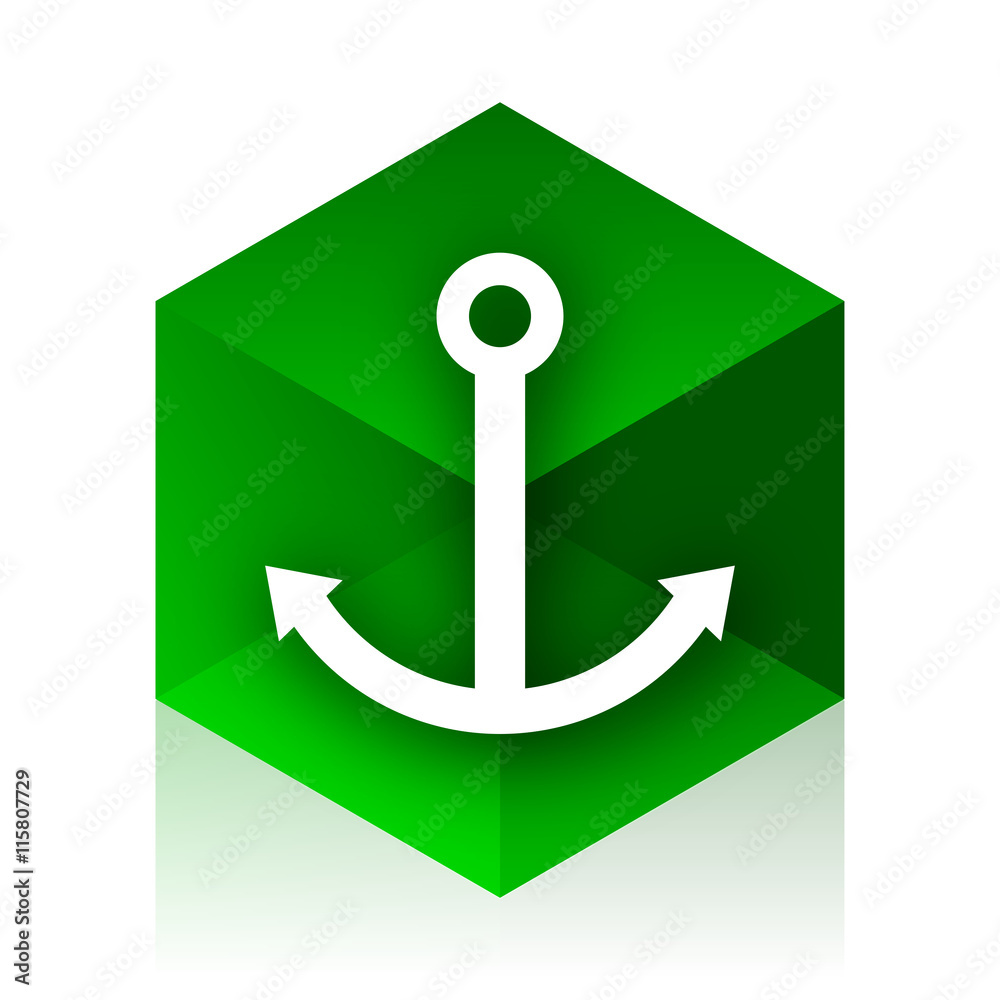Aufkleber anchor cube icon, green modern design web element