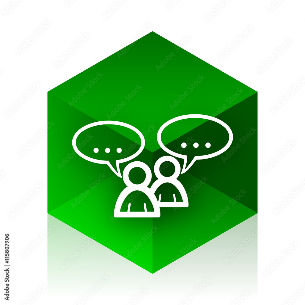 Poster forum cube icon, green modern design web element