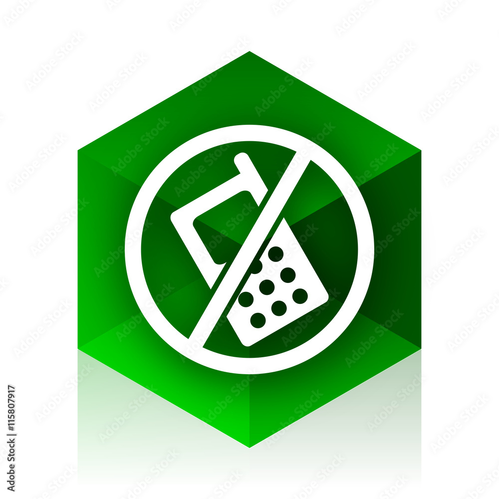 Poster no phone cube icon, green modern design web element