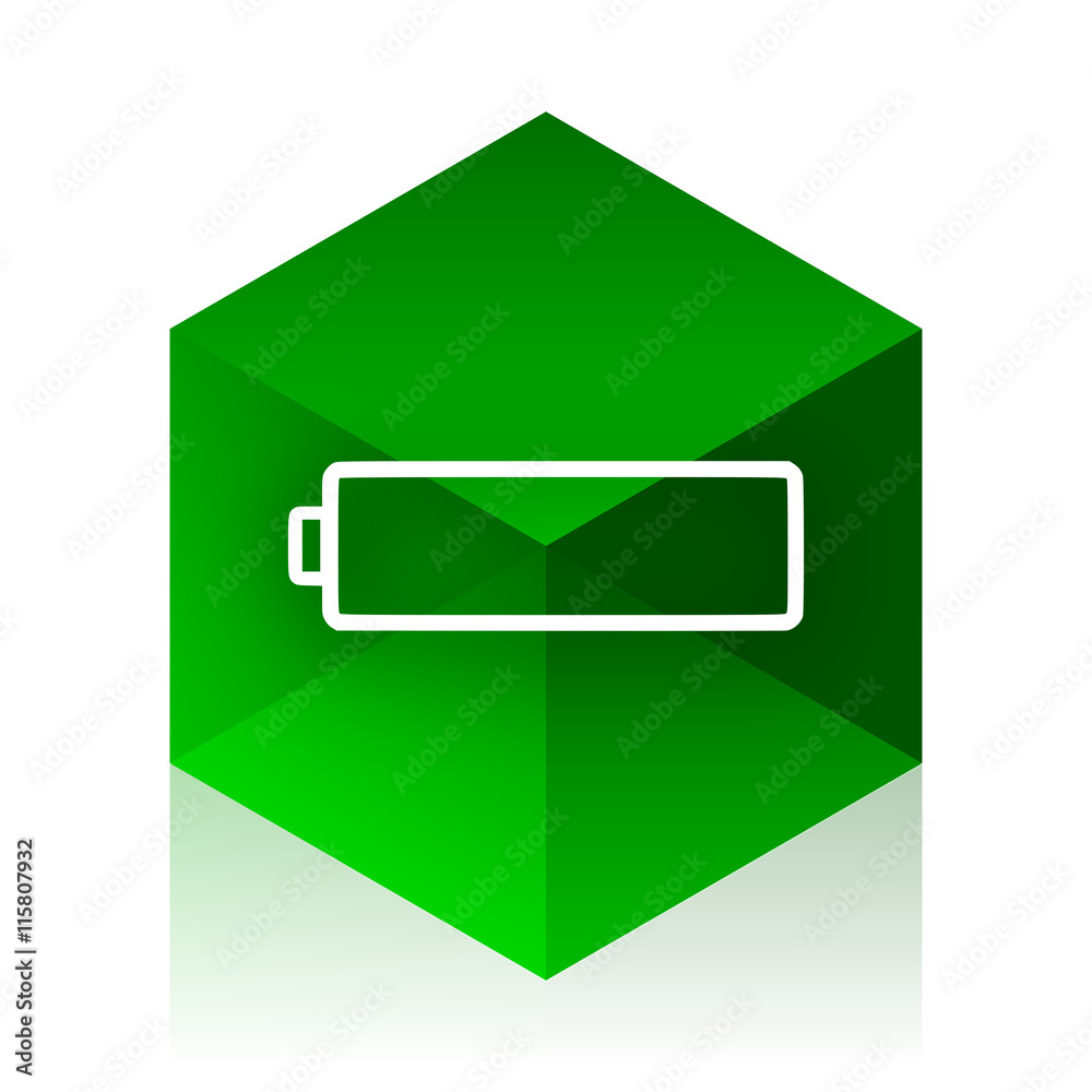 Poster battery cube icon, green modern design web element