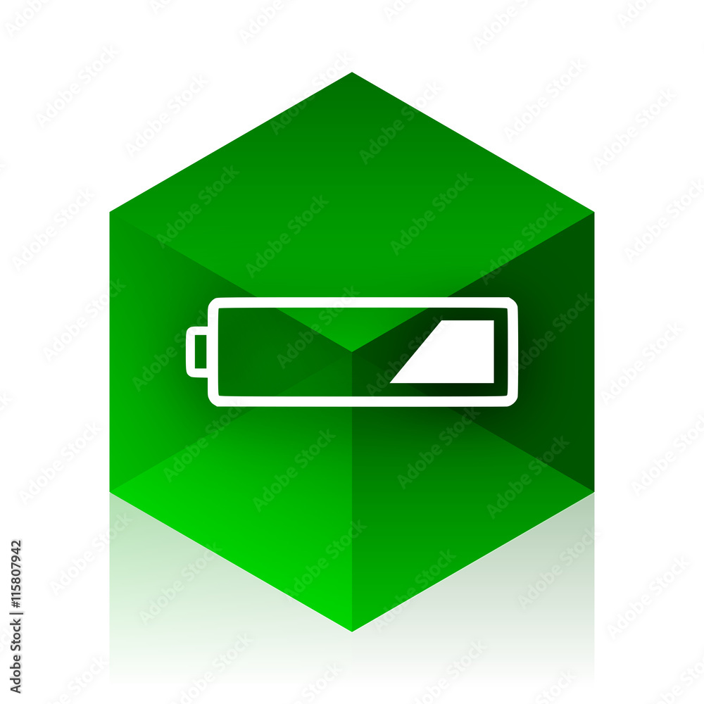 Poster battery cube icon, green modern design web element