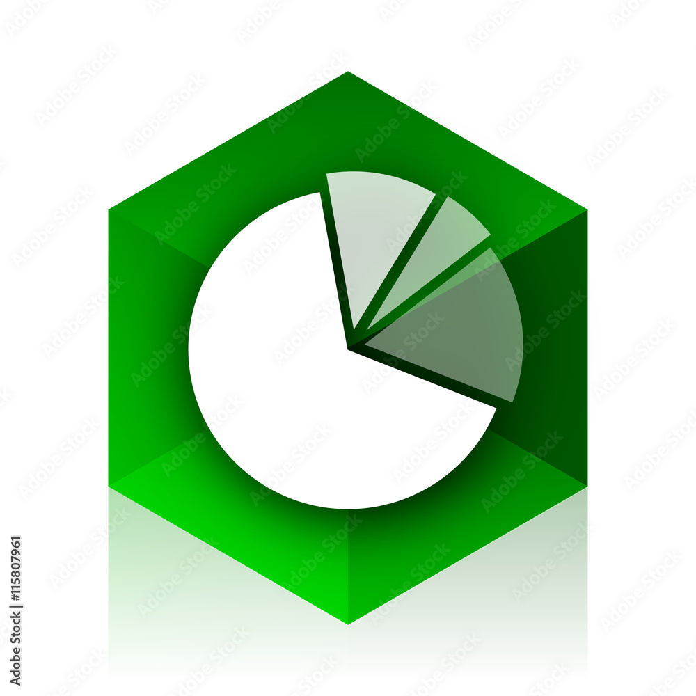 Poster diagram cube icon, green modern design web element