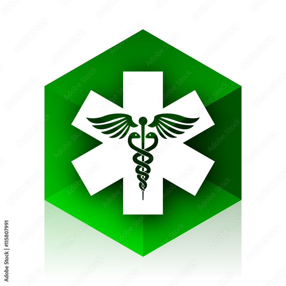 Poster emergency cube icon, green modern design web element