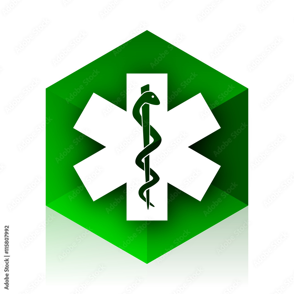 Poster emergency cube icon, green modern design web element