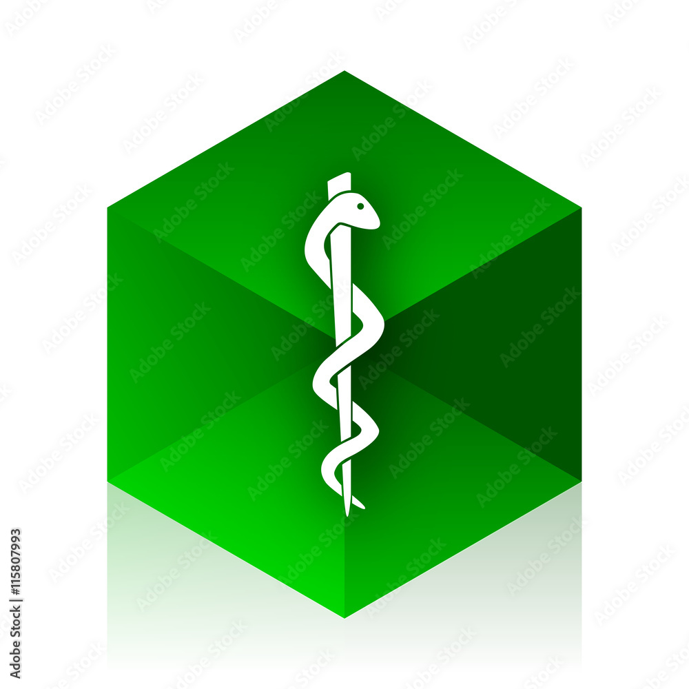 Poster emergency cube icon, green modern design web element