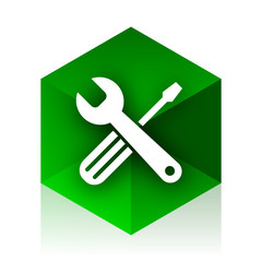 tools cube icon, green modern design web element