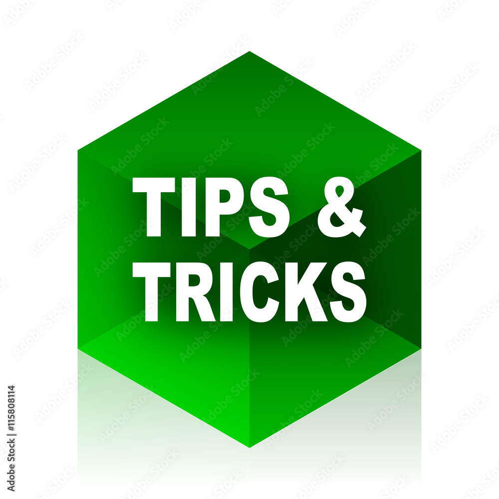 Poster tips tricks cube icon, green modern design web element