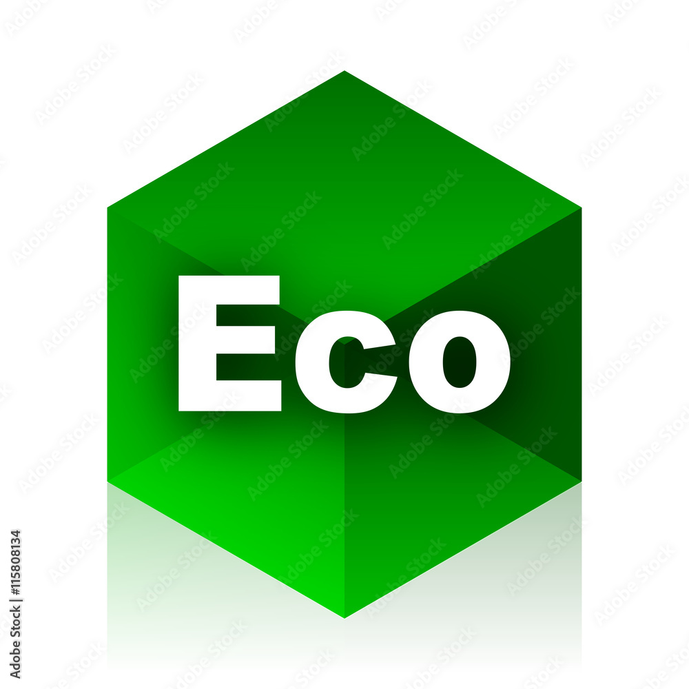Poster eco cube icon, green modern design web element