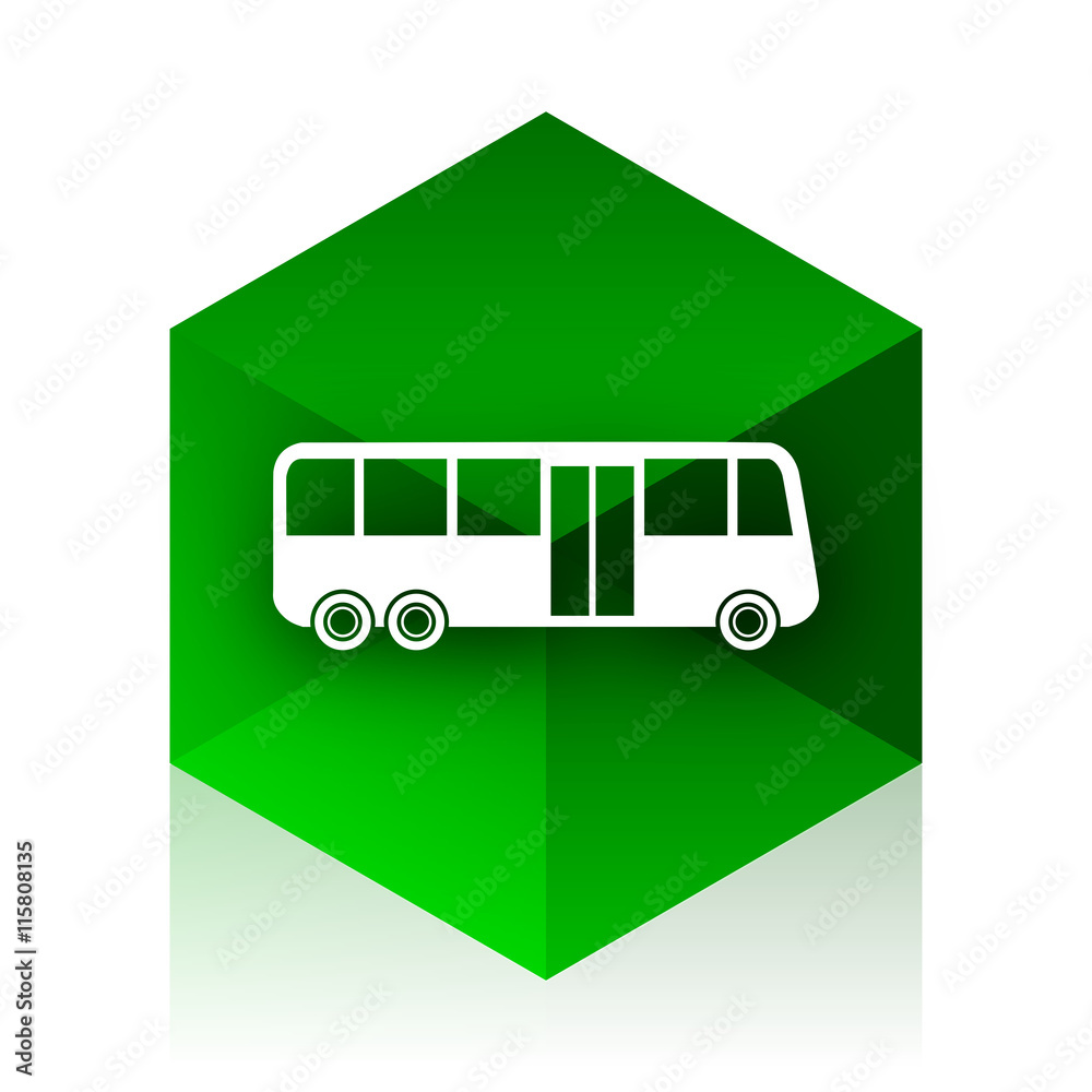 Poster bus cube icon, green modern design web element