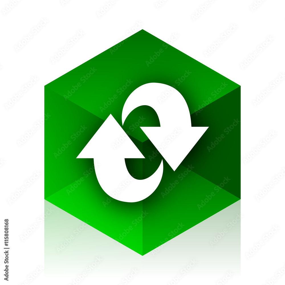 Poster rotation cube icon, green modern design web element