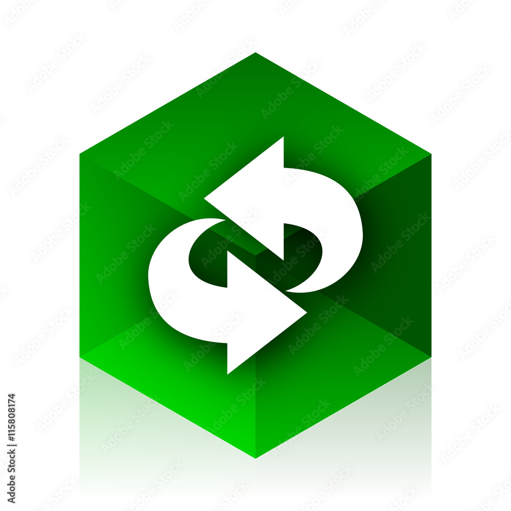 Poster rotation cube icon, green modern design web element