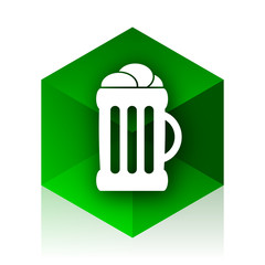 beer cube icon, green modern design web element