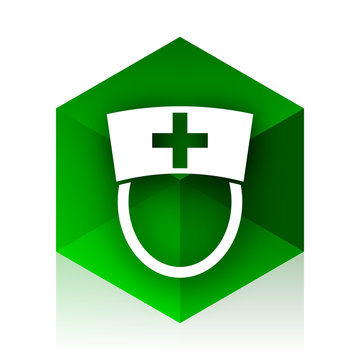 nurse cube icon, green modern design web element