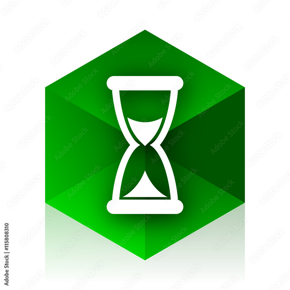 Poster time cube icon, green modern design web element