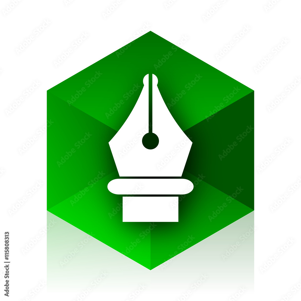 Aufkleber pen cube icon, green modern design web element