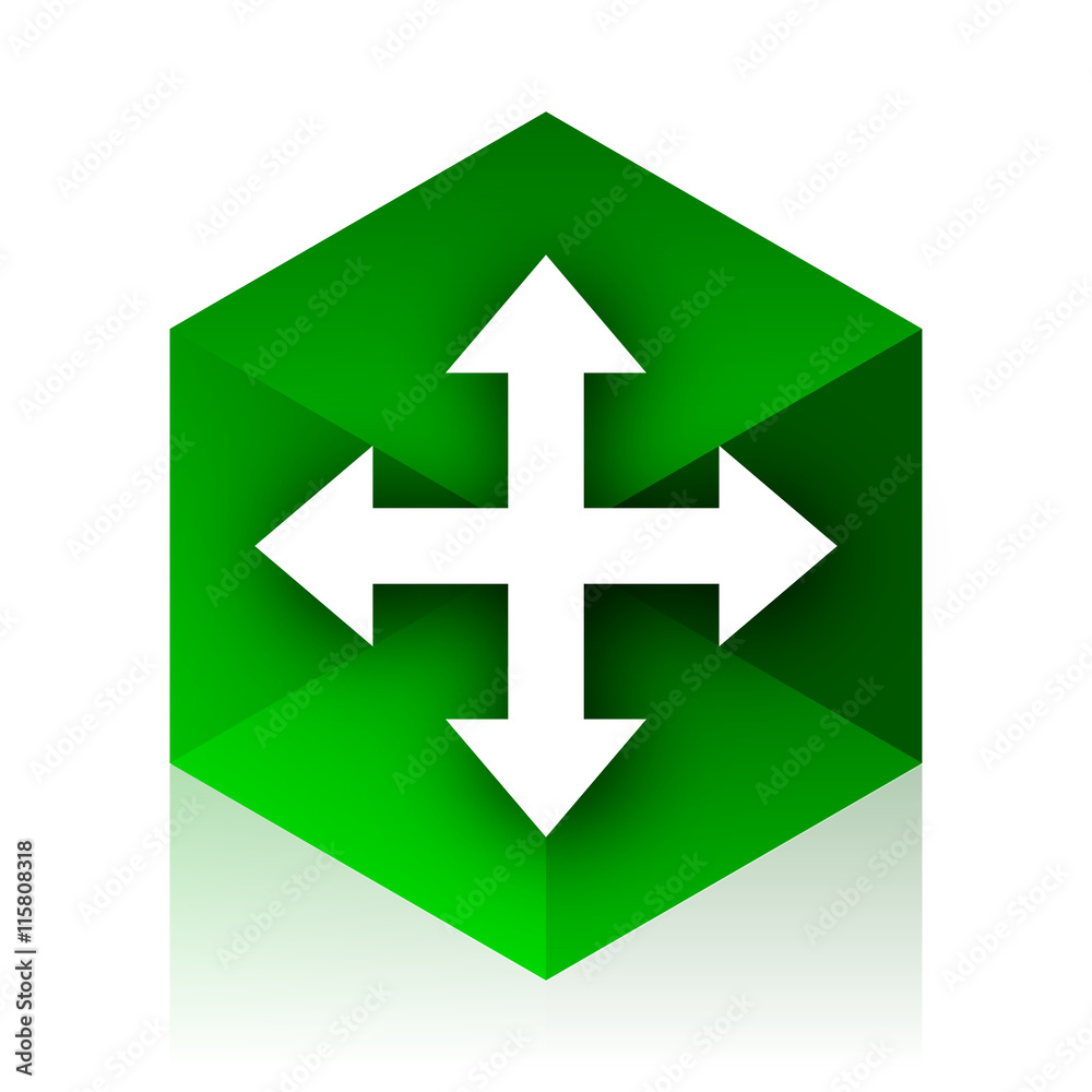 Poster arrow cube icon, green modern design web element