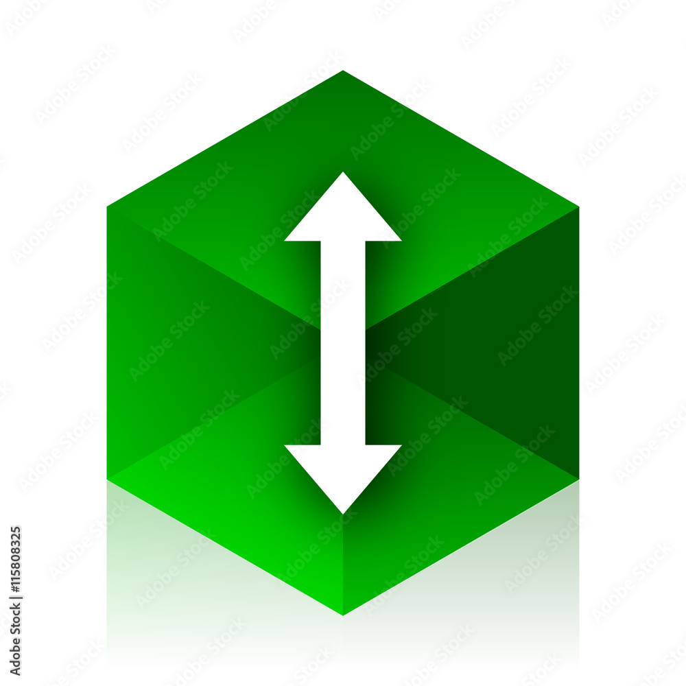 Poster arrow cube icon, green modern design web element