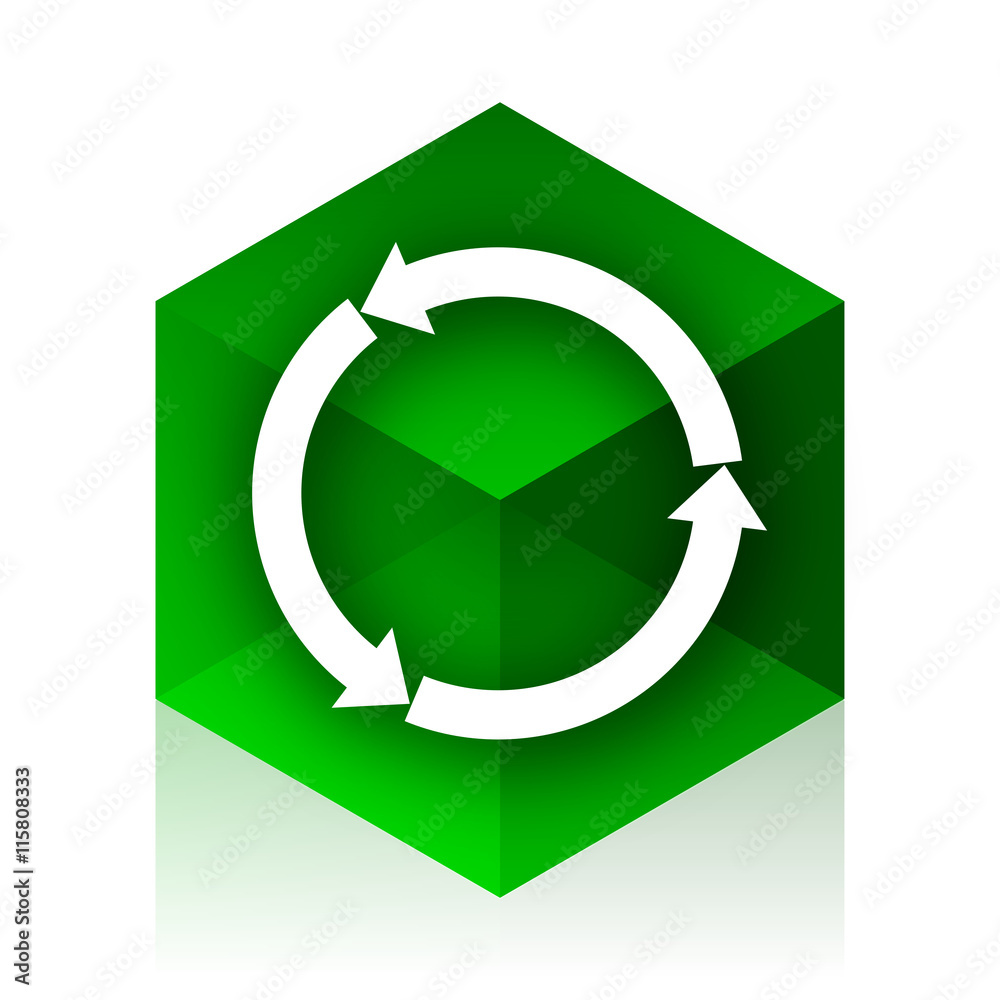 Poster reblue yellow glossy web cube icon, green modern design web element