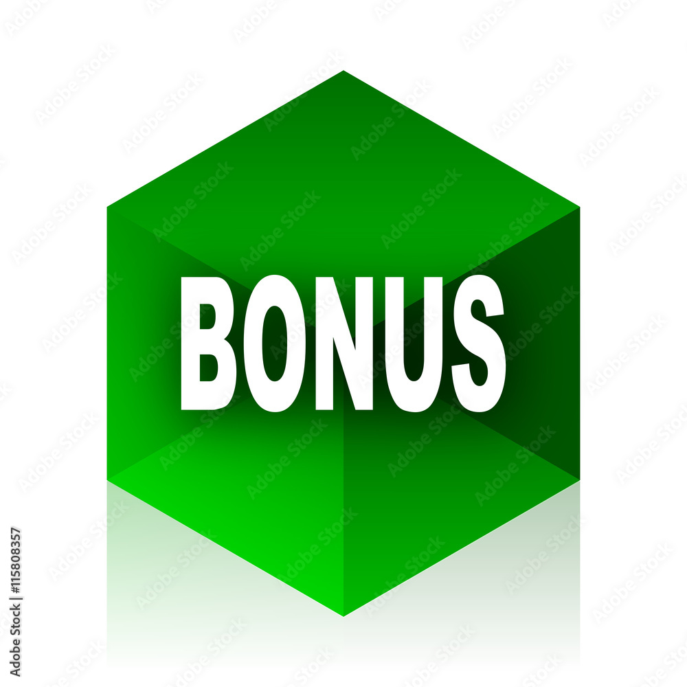 Poster bonus cube icon, green modern design web element
