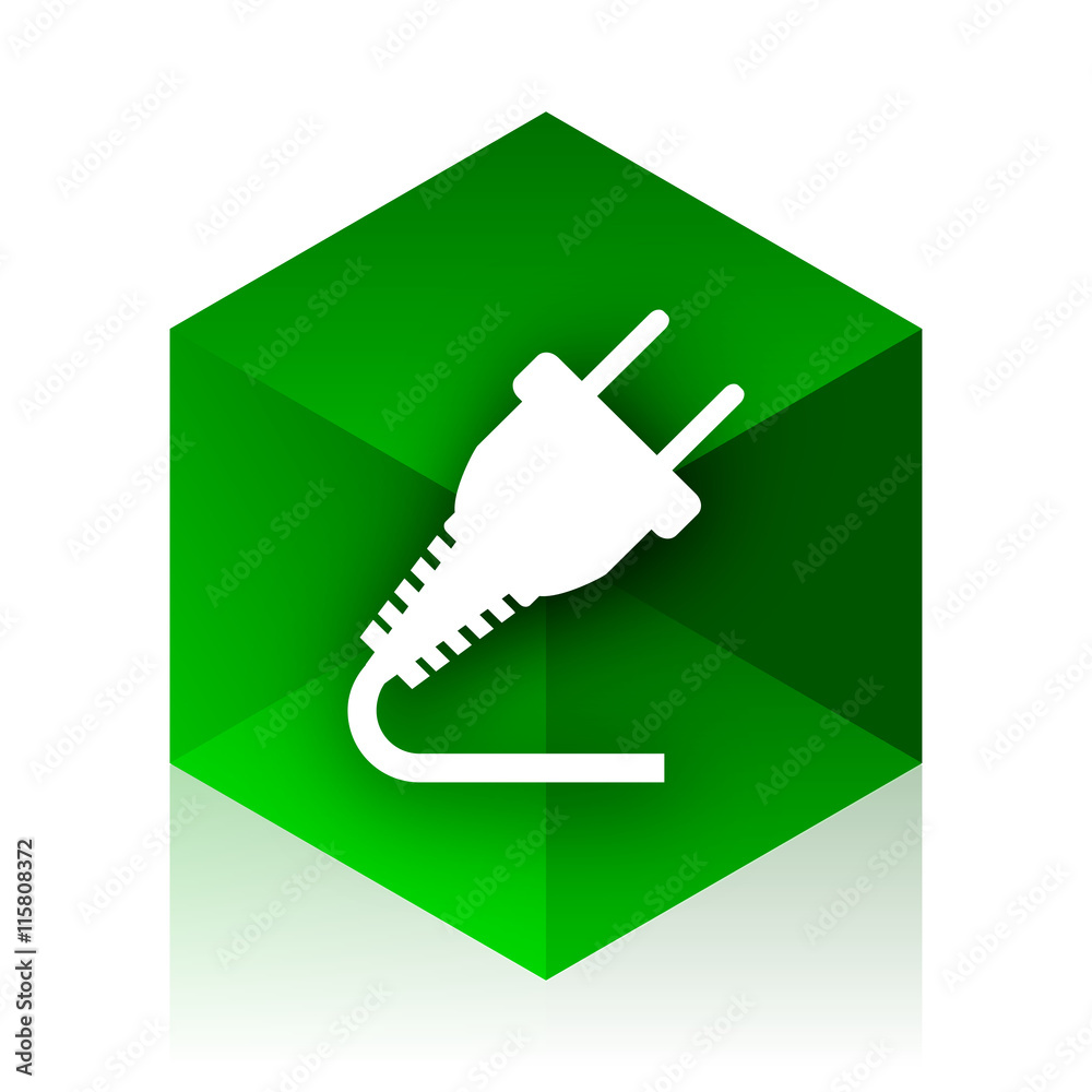 Poster plug cube icon, green modern design web element
