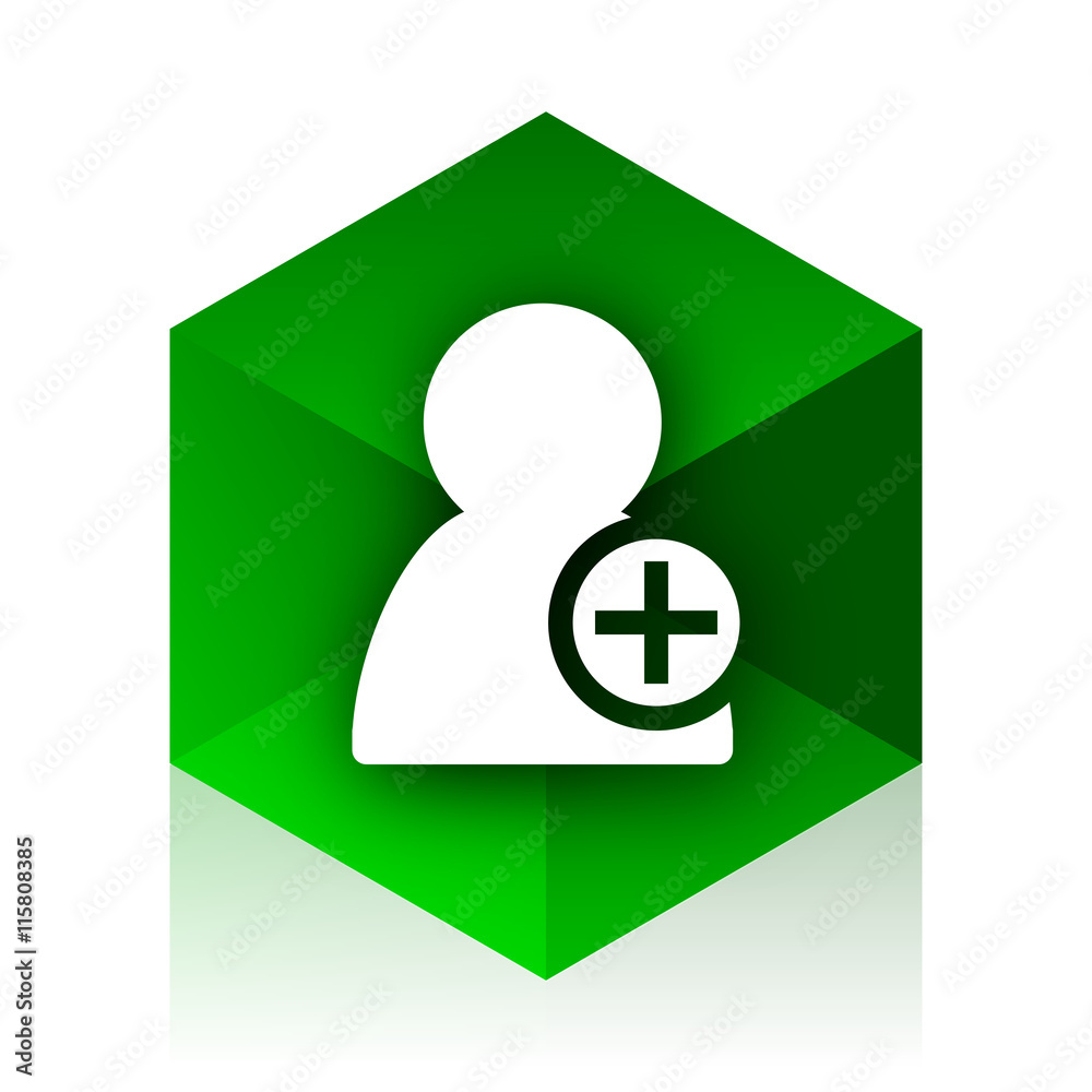Poster add contact cube icon, green modern design web element