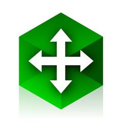 arrow cube icon, green modern design web element