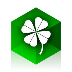 four-leaf clover cube icon, green modern design web element
