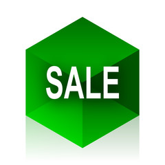 sale cube icon, green modern design web element