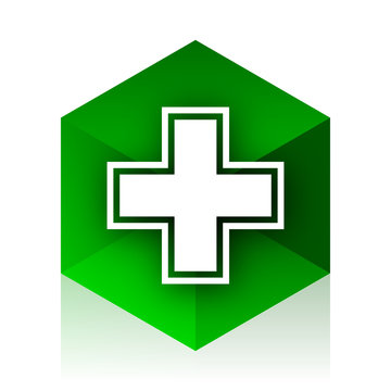 pharmacy cube icon, green modern design web element
