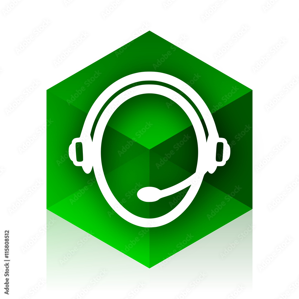Aufkleber customer service cube icon, green modern design web element