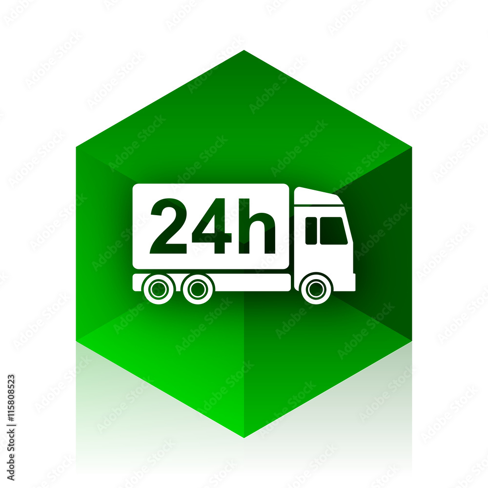Poster delivery cube icon, green modern design web element