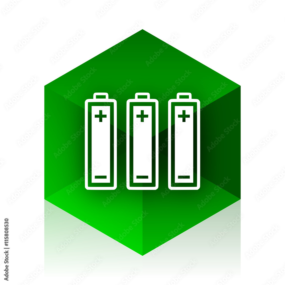 Poster battery cube icon, green modern design web element