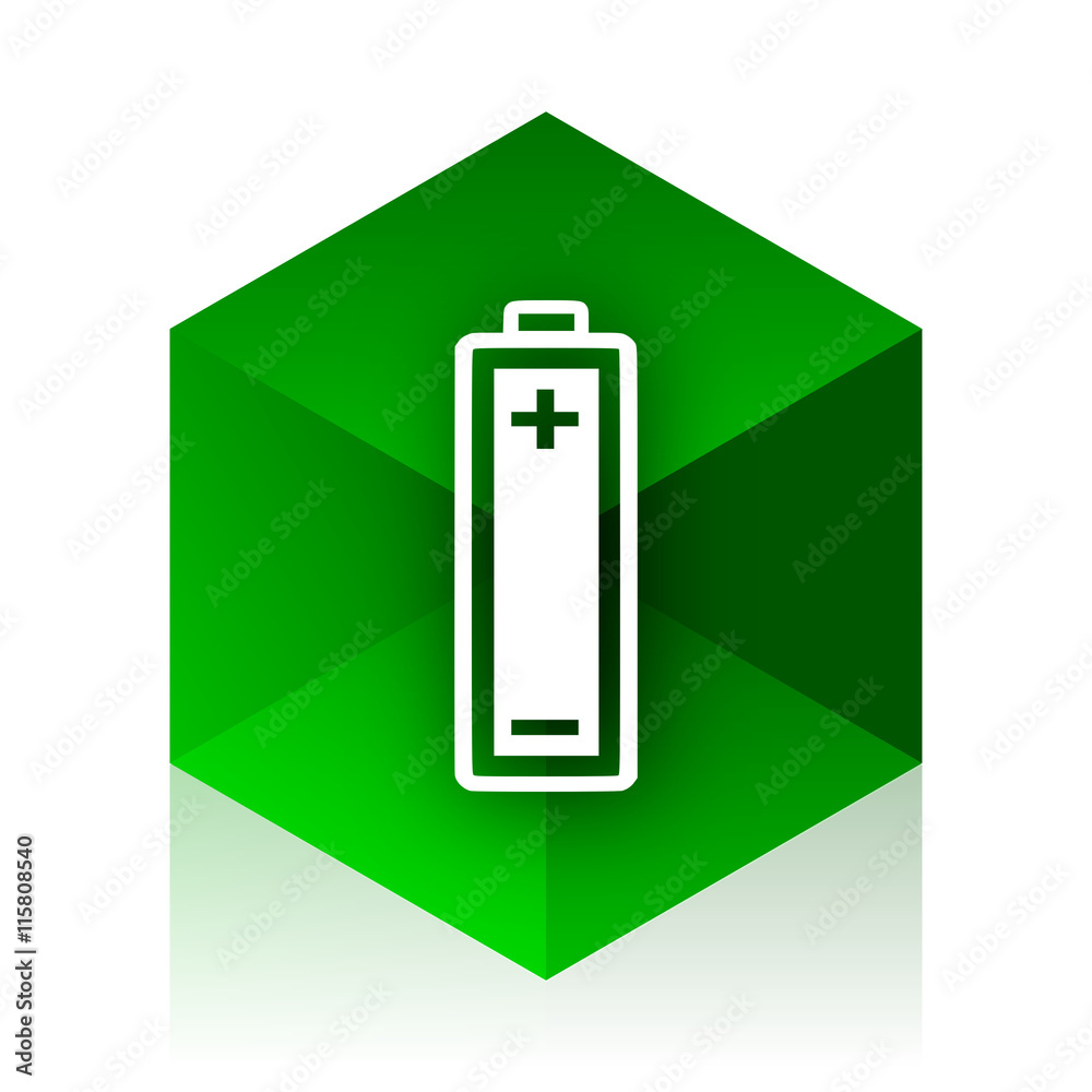 Poster battery cube icon, green modern design web element