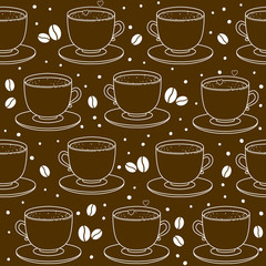 Seamless pattern with coffee cups 
