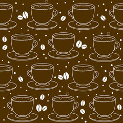 Obraz premium Seamless pattern with coffee cups 