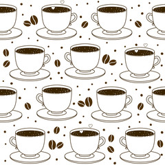 Seamless pattern with coffee cups 
