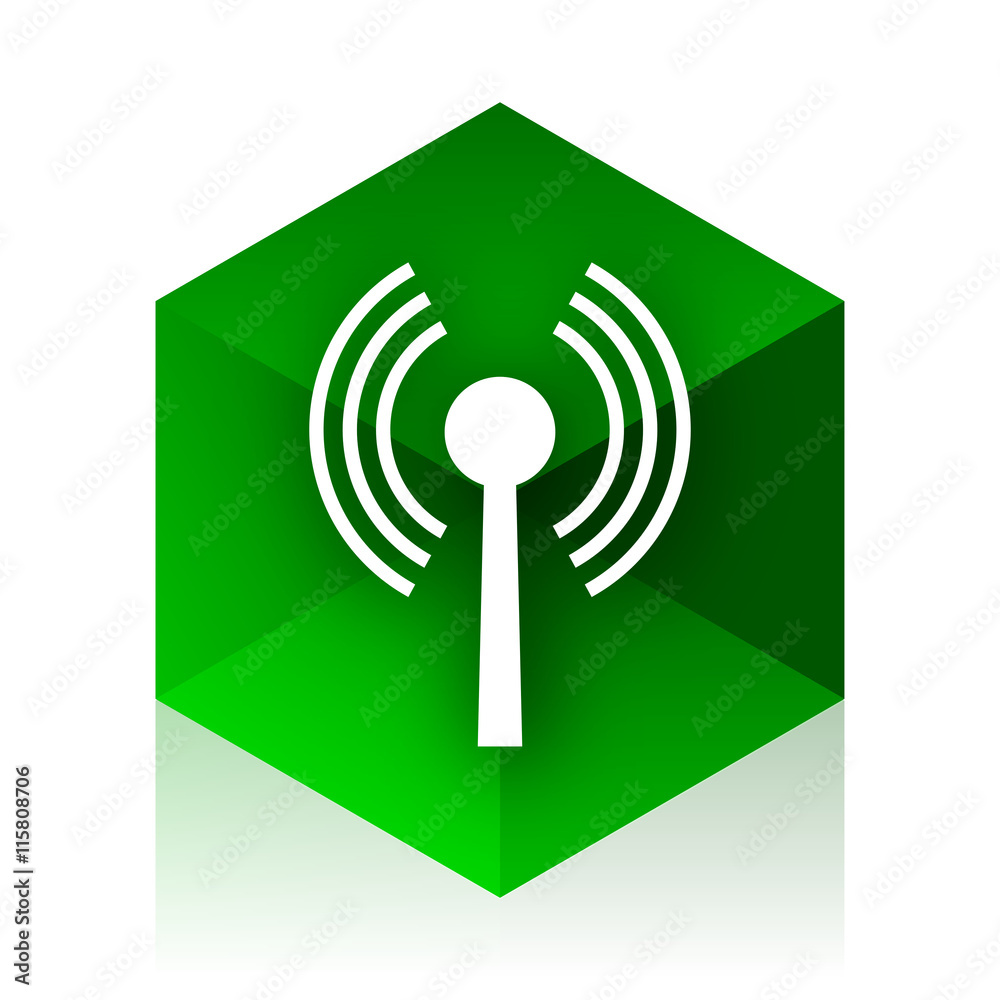 Poster wifi cube icon, green modern design web element