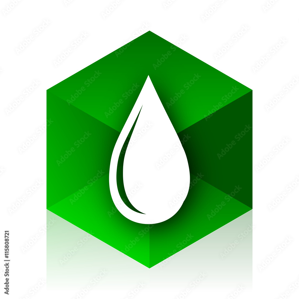 Poster water drop cube icon, green modern design web element