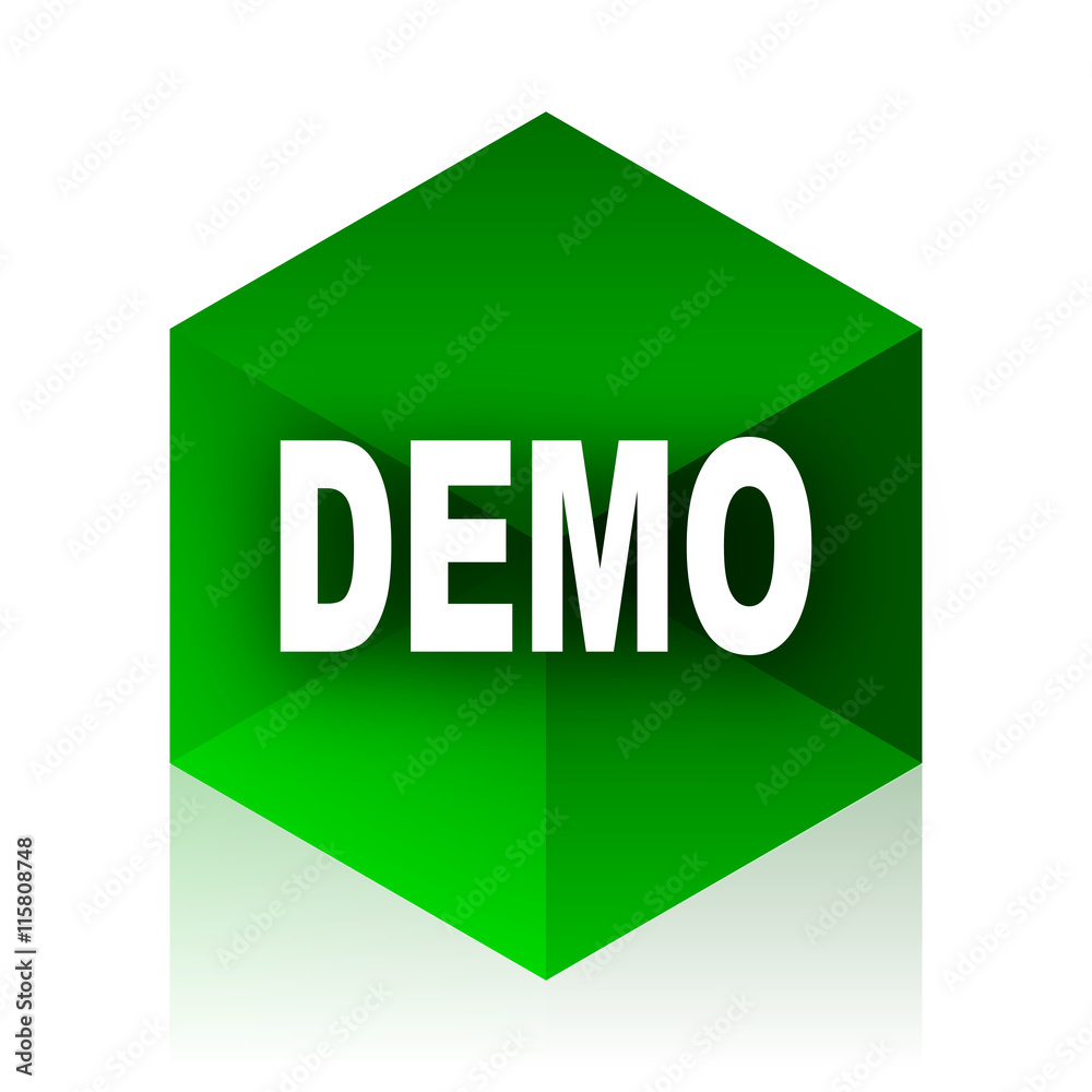 Poster demo cube icon, green modern design web element