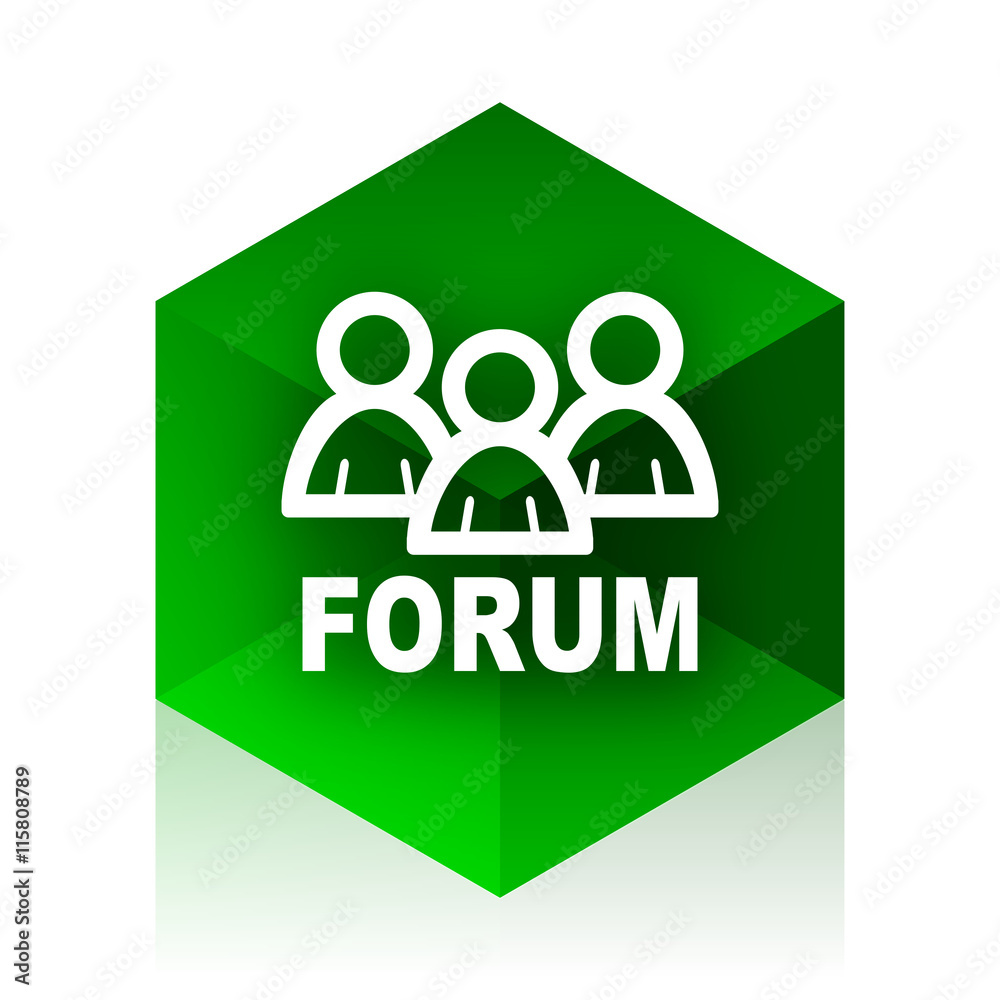 Poster forum cube icon, green modern design web element