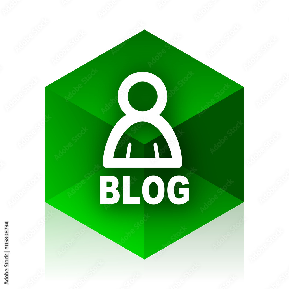 Poster blog cube icon, green modern design web element