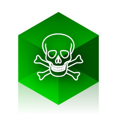skull cube icon, green modern design web element